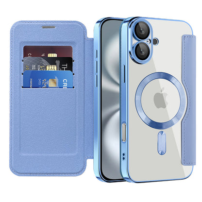 Coque MagSafe pour Apple iPhone 16, Techsuit, SmartMag Book, Bleu