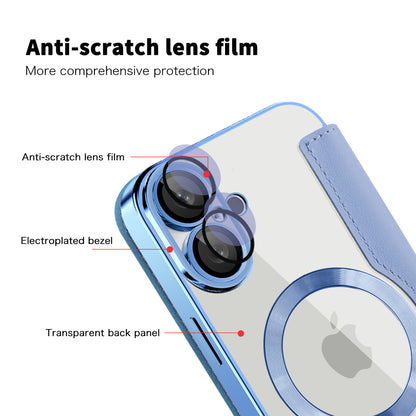 Coque MagSafe pour Apple iPhone 16, Techsuit, SmartMag Book, Bleu