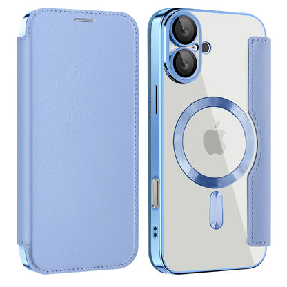 Coque MagSafe pour Apple iPhone 16, Techsuit, SmartMag Book, Bleu