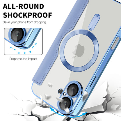Coque MagSafe pour Apple iPhone 16, Techsuit, SmartMag Book, Bleu