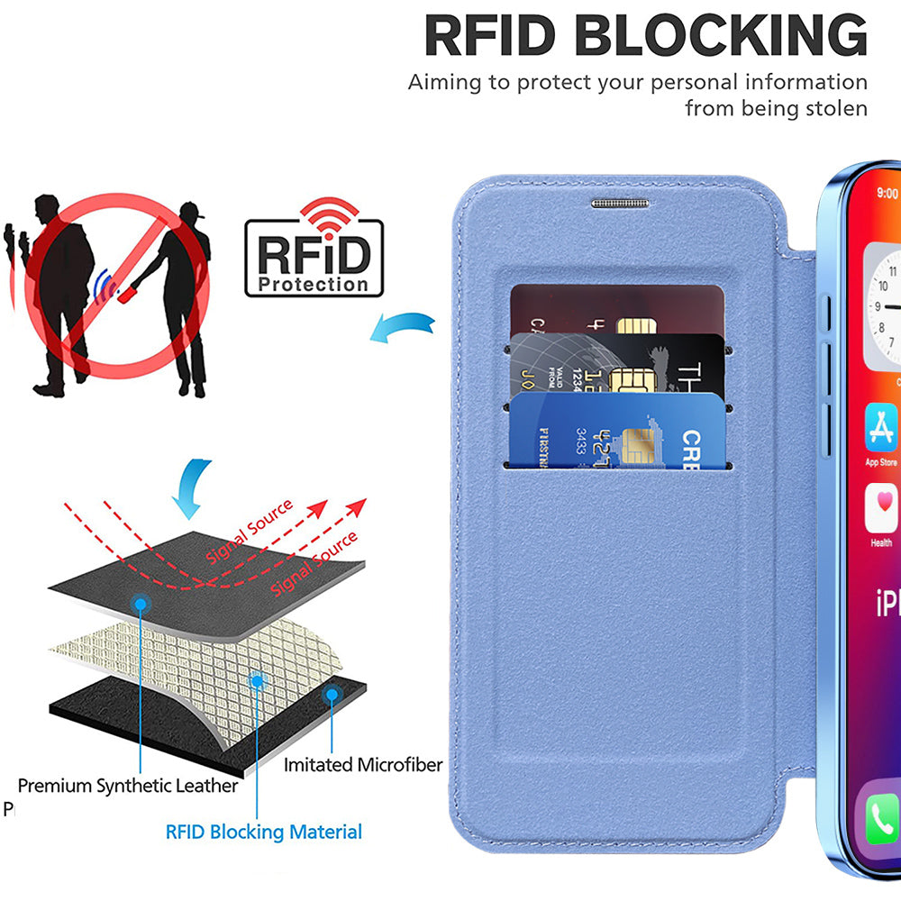 Coque MagSafe pour Apple iPhone 16, Techsuit, SmartMag Book, Bleu