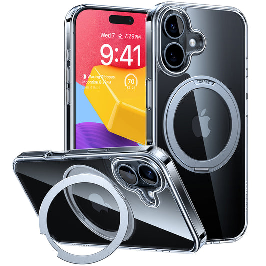 MagSafe hoesje voor Apple iPhone 16, Torras, Ostand Pro, Transparant