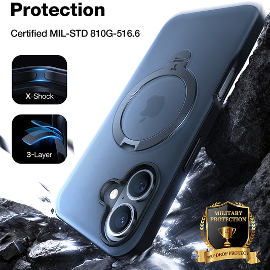 MagSafe Case for Apple iPhone 16, Torras, Ostand Spin, Transparent