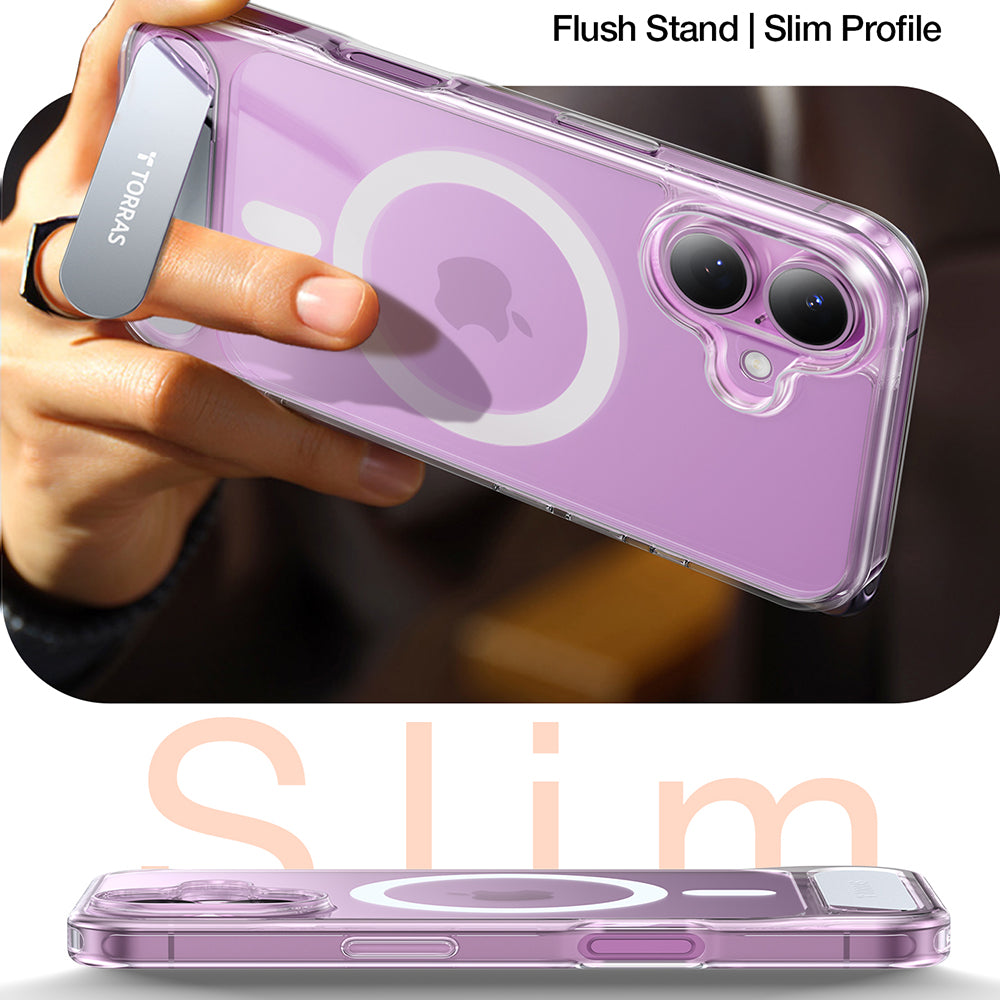 Étui MagSafe pour Apple iPhone 16, Torras, Pstand, Transparent