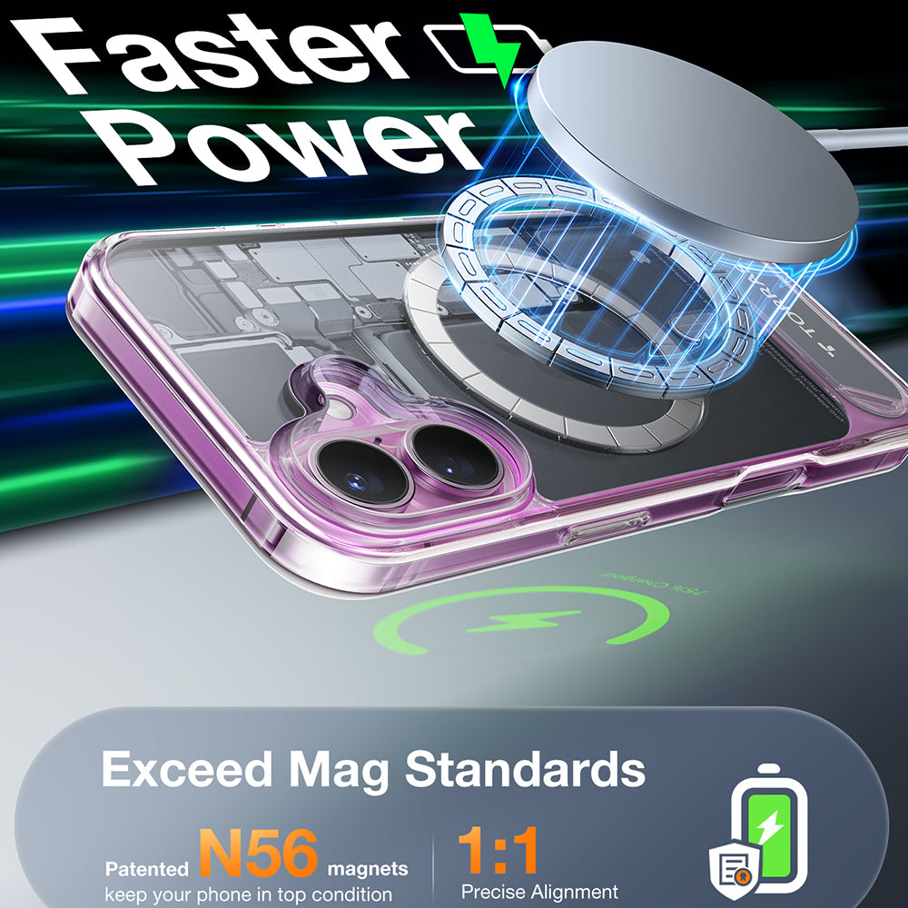 Étui MagSafe pour Apple iPhone 16, Torras, Pstand, Transparent