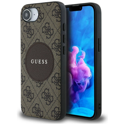 MagSafe hoesje voor Apple iPhone 16e, Guess, 4G Circle Classic Logo, Bruin