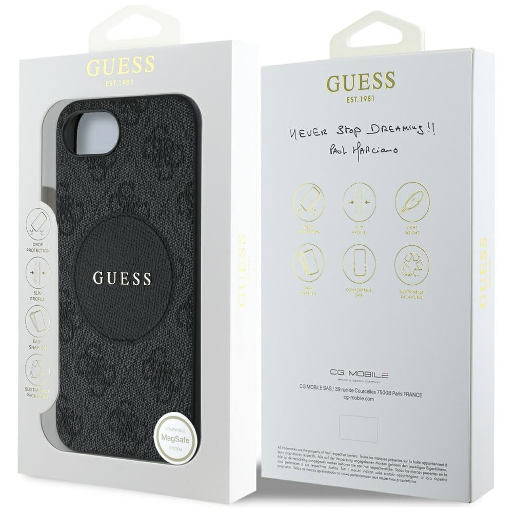MagSafe hoesje voor Apple iPhone 16e, Guess, 4G Circle Classic Logo, Bruin