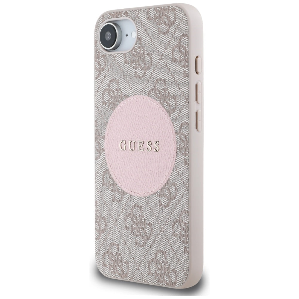 MagSafe hoesje voor Apple iPhone 16e, Guess, 4G Circle Classic Logo, Roze