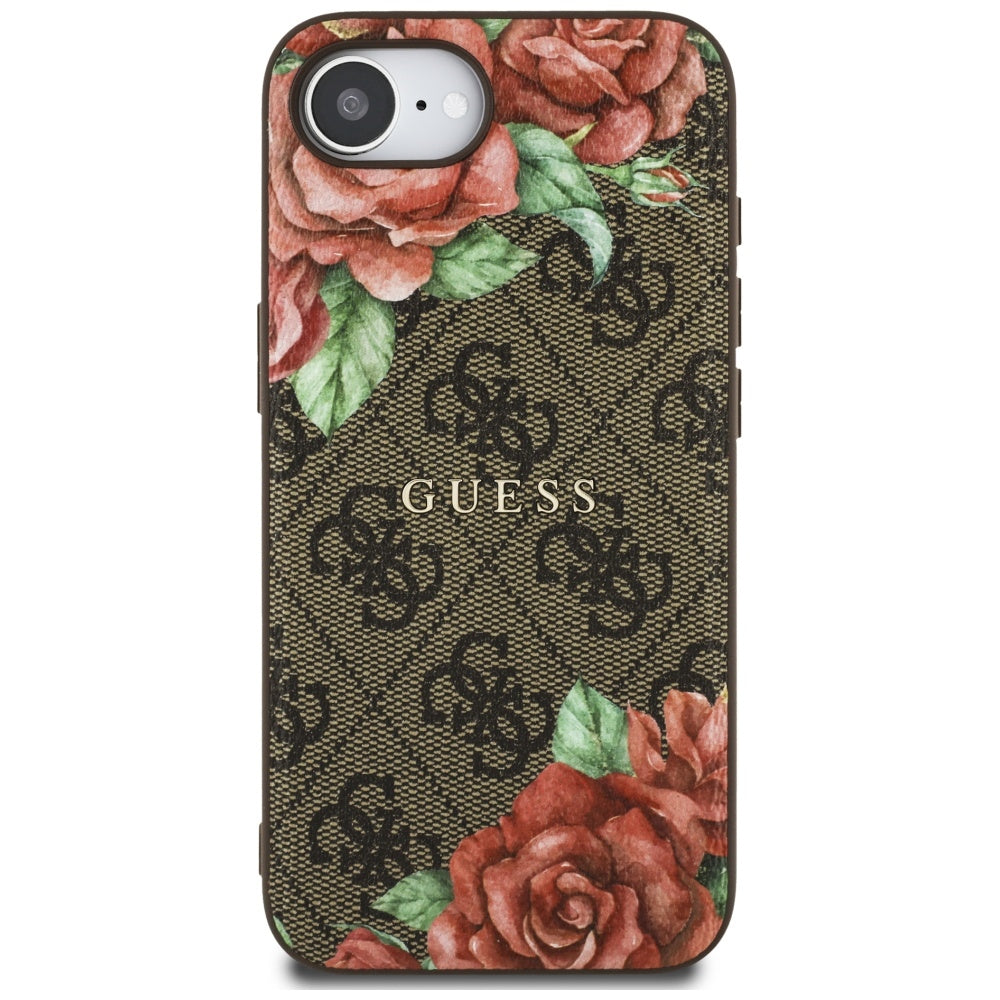 MagSafe hoesje voor Apple iPhone 16e, Guess, 4G Flowers Print, Bruin