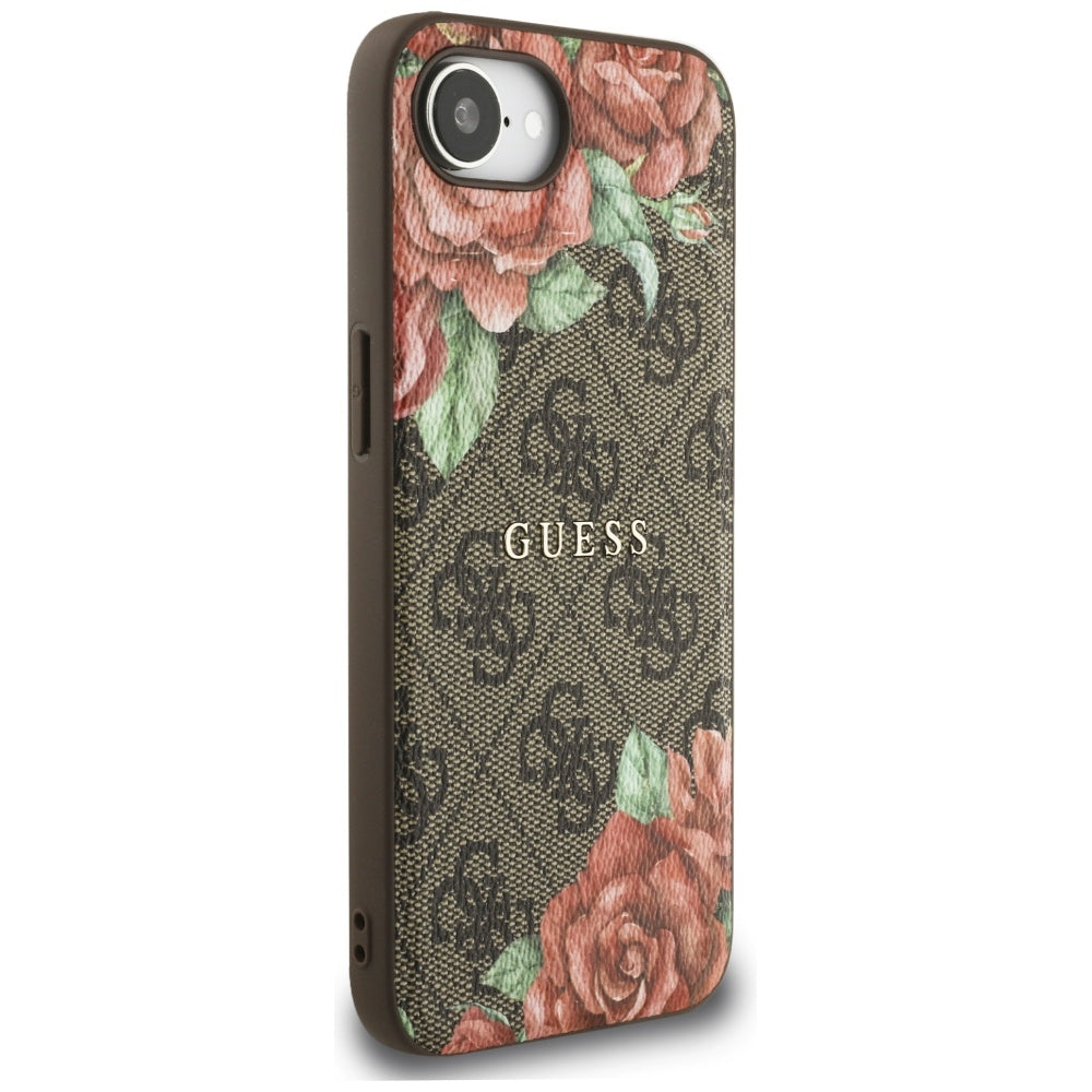 MagSafe hoesje voor Apple iPhone 16e, Guess, 4G Flowers Print, Bruin