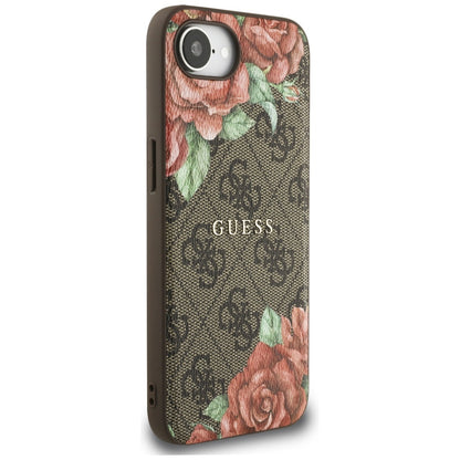 MagSafe hoesje voor Apple iPhone 16e, Guess, 4G Flowers Print, Bruin