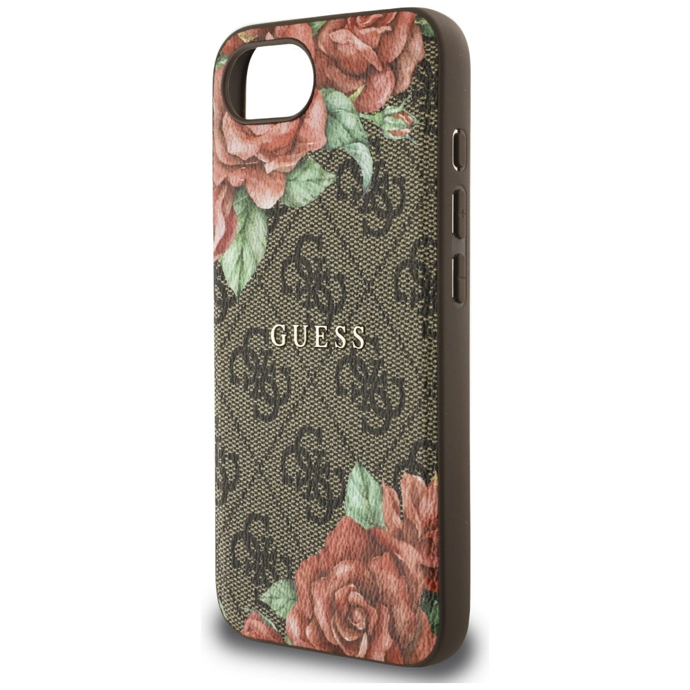 MagSafe hoesje voor Apple iPhone 16e, Guess, 4G Flowers Print, Bruin