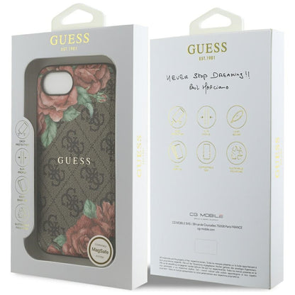 MagSafe hoesje voor Apple iPhone 16e, Guess, 4G Flowers Print, Bruin