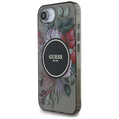 MagSafe hoes voor Apple iPhone 16e, Guess, IML Flowers, Zwart