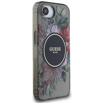 MagSafe hoes voor Apple iPhone 16e, Guess, IML Flowers, Zwart