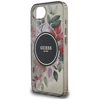 MagSafe hoes voor Apple iPhone 16e, Guess, IML Flowers, Zwart