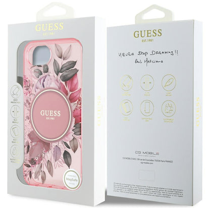 Étui MagSafe pour Apple iPhone 16e, Guess, IML Flowers, Rose