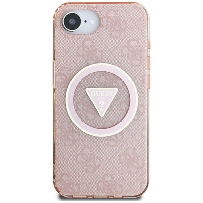 MagSafe hoesje voor Apple iPhone 16e, Guess, IML Glitter 4G Circle Triangle, Roze