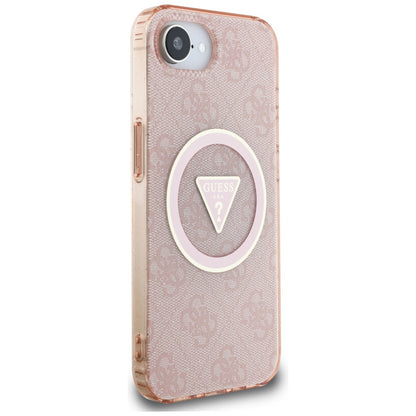 MagSafe hoesje voor Apple iPhone 16e, Guess, IML Glitter 4G Circle Triangle, Roze
