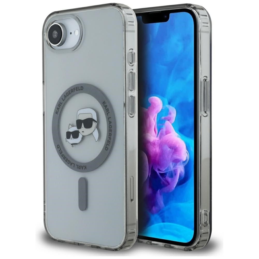 MagSafe Hülle für Apple iPhone 16e, Karl Lagerfeld, IML Metal Karl & Choupette's Heads, Schwarz