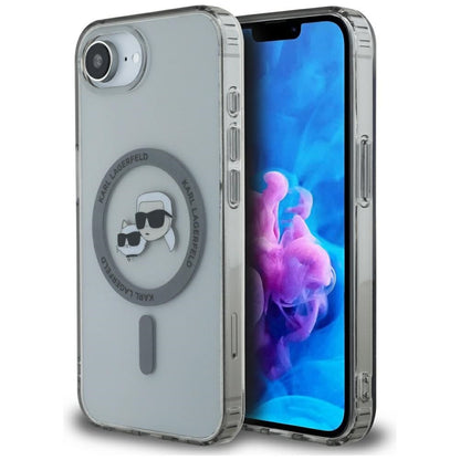 MagSafe Hülle für Apple iPhone 16e, Karl Lagerfeld, IML Metal Karl & Choupette's Heads, Schwarz