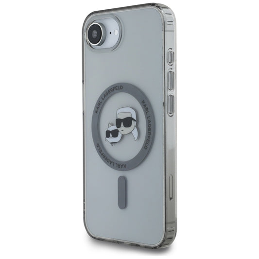MagSafe hoesje voor Apple iPhone 16e, Karl Lagerfeld, IML Metal Karl & Choupette's Heads, Zwart