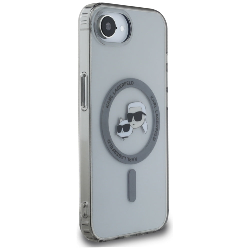 MagSafe Hülle für Apple iPhone 16e, Karl Lagerfeld, IML Metal Karl & Choupette's Heads, Schwarz