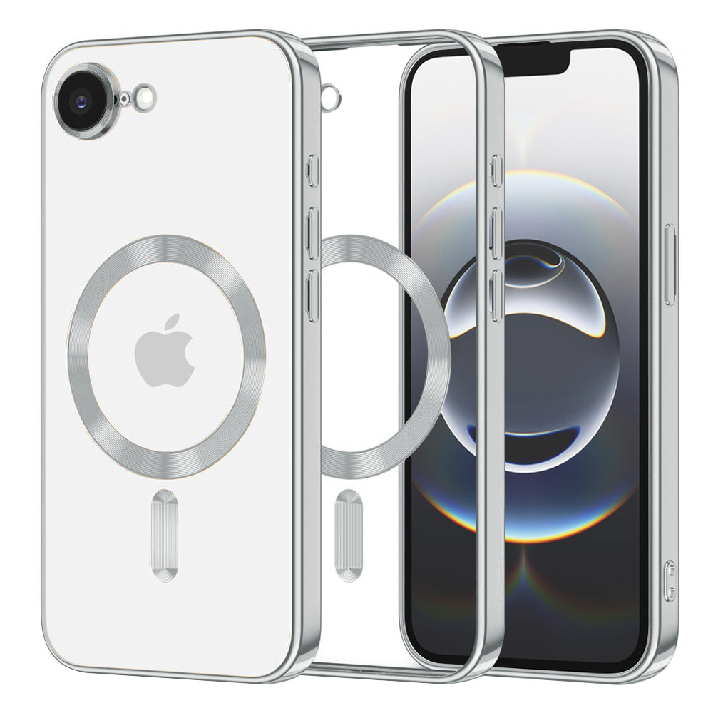 Coque MagSafe pour Apple iPhone 17e / 16e, Techsuit, Luxury Crystal, Argentée