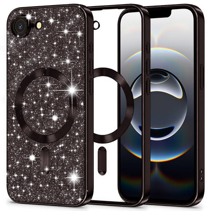 Coque MagSafe pour Apple iPhone 17e / 16e, Techsuit, Luxury Glitter, Noire