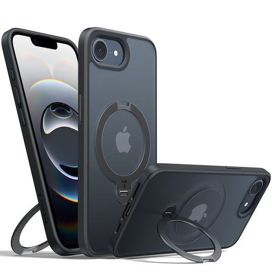 MagSafe hoesje voor Apple iPhone 17e / 16e, Torras, Ostand Spin, Zwart