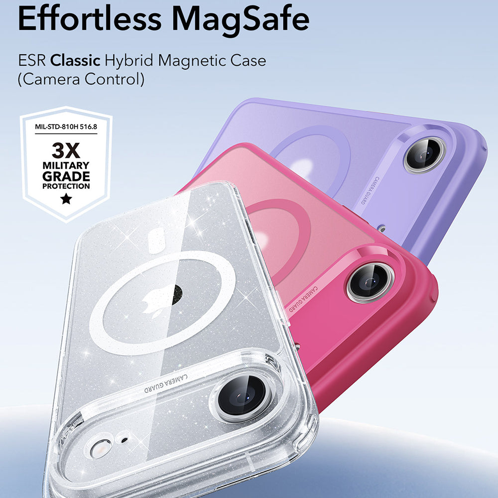 Coque MagSafe pour Apple iPhone 17 Air, ESR, Classic Hybrid Shimmer, Transparente