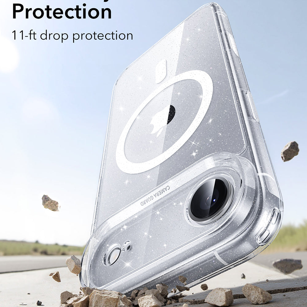 Coque MagSafe pour Apple iPhone 17 Air, ESR, Classic Hybrid Shimmer, Transparente