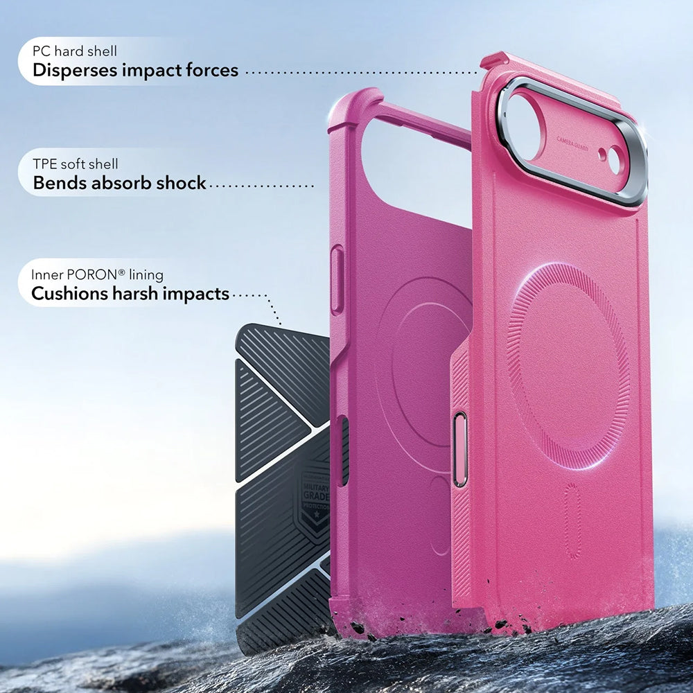 MagSafe hoes voor Apple iPhone 17 Air, ESR, Cyber Armor Kickstand, Roze