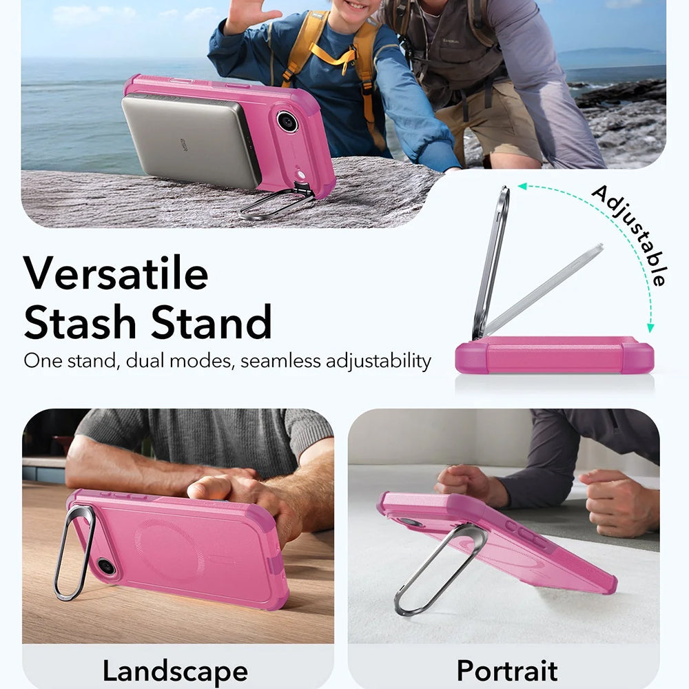 MagSafe hoes voor Apple iPhone 17 Air, ESR, Cyber Armor Kickstand, Roze