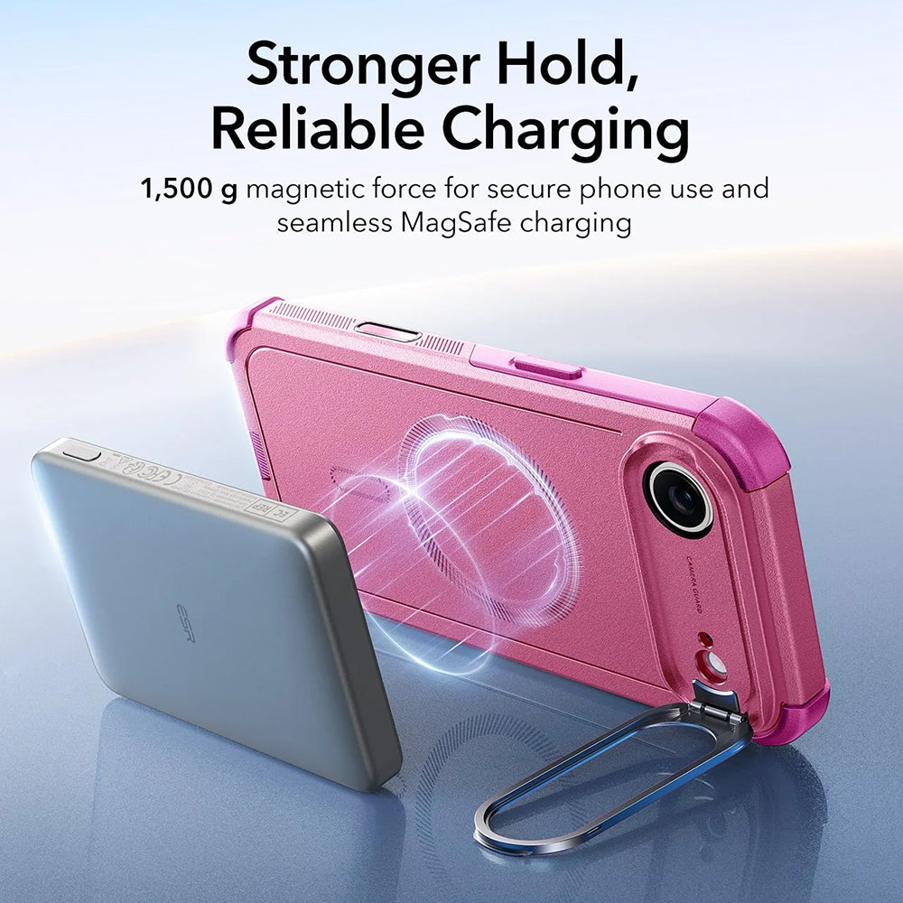 MagSafe hoes voor Apple iPhone 17 Air, ESR, Cyber Armor Kickstand, Roze