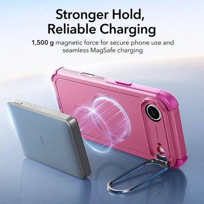 MagSafe hoes voor Apple iPhone 17 Air, ESR, Cyber Armor Kickstand, Roze