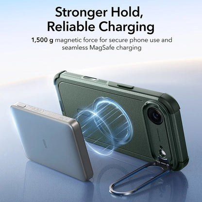 MagSafe hoes voor Apple iPhone 17 Air, ESR, Cyber Armor Kickstand, Groen