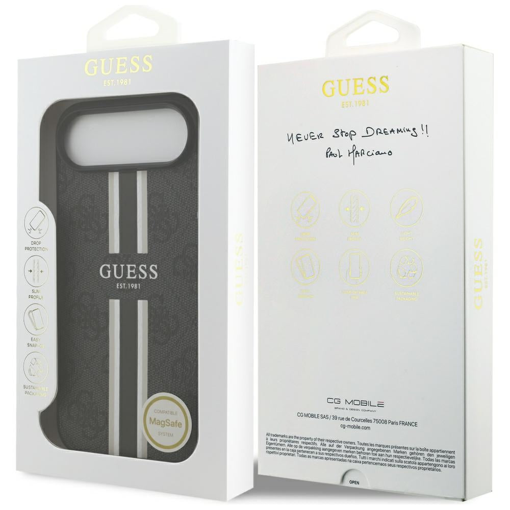 MagSafe hoesje voor Apple iPhone 17 Air, Guess, 4G Printed Stripes, Zwart