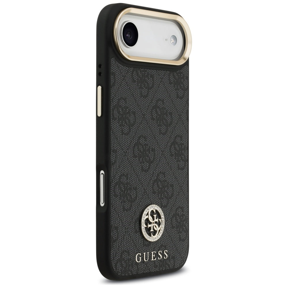 MagSafe hoesje voor Apple iPhone 17 Air, Guess, 4G Strass Logo met grote band, Zwart