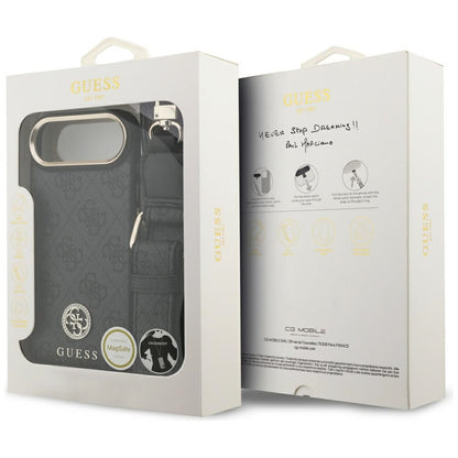 MagSafe hoesje voor Apple iPhone 17 Air, Guess, 4G Strass Logo met grote band, Zwart