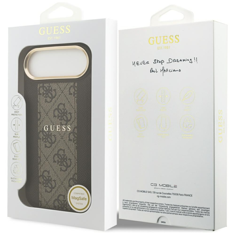 Étui MagSafe pour Apple iPhone 17 Air, Guess, 4G Stripe, Marron