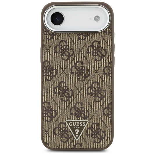 MagSafe hoesje voor Apple iPhone 17 Air, Guess, 4G Triangle Logo, Bruin Zilver