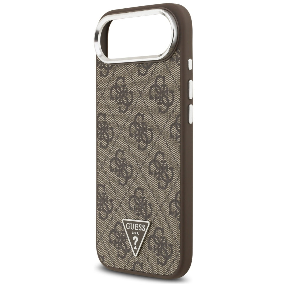 Coque MagSafe pour Apple iPhone 17 Air, Guess, logo Triangle 4G, Marron Argenté