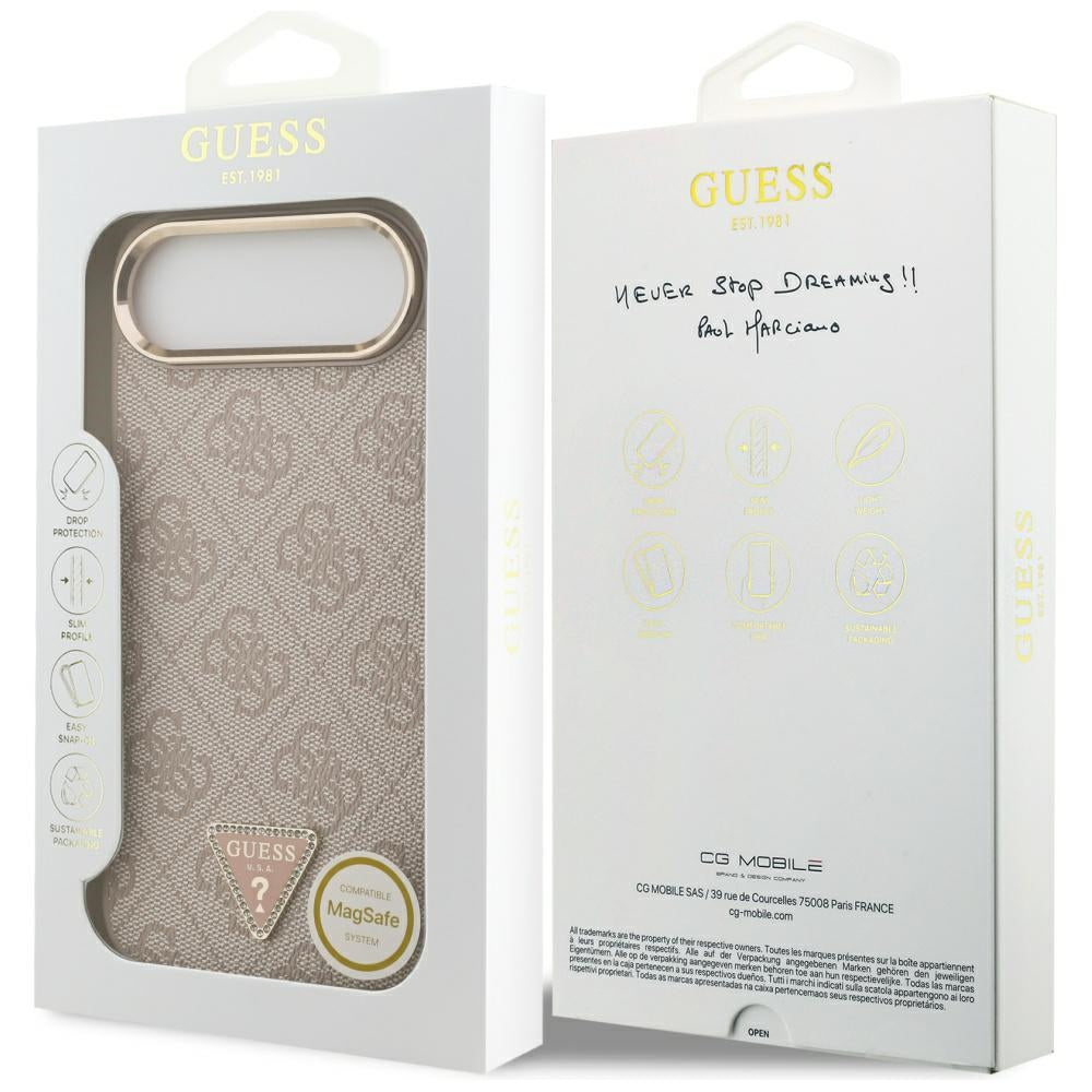 MagSafe hoesje voor Apple iPhone 17 Air, Guess, 4G Triangle Logo, Goudroze