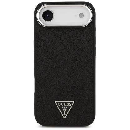 MagSafe Hülle für Apple iPhone 17 Air, Guess, Glitter Triangle Logo, Schwarz