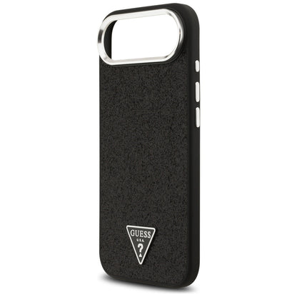 MagSafe Hülle für Apple iPhone 17 Air, Guess, Glitter Triangle Logo, Schwarz