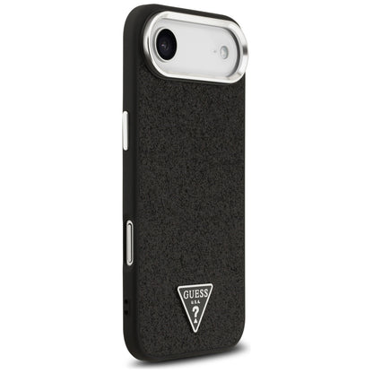 MagSafe Hülle für Apple iPhone 17 Air, Guess, Glitter Triangle Logo, Schwarz