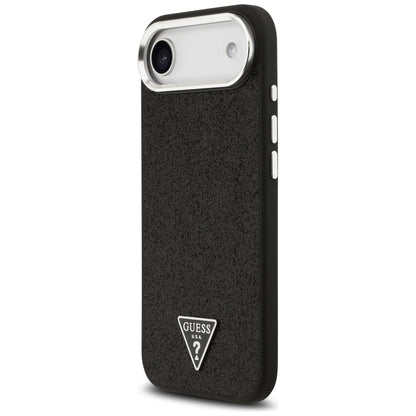 MagSafe Hülle für Apple iPhone 17 Air, Guess, Glitter Triangle Logo, Schwarz