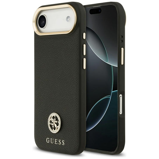 MagSafe hoes voor Apple iPhone 17 Air, Guess, Grained Strass Logo, Zwart