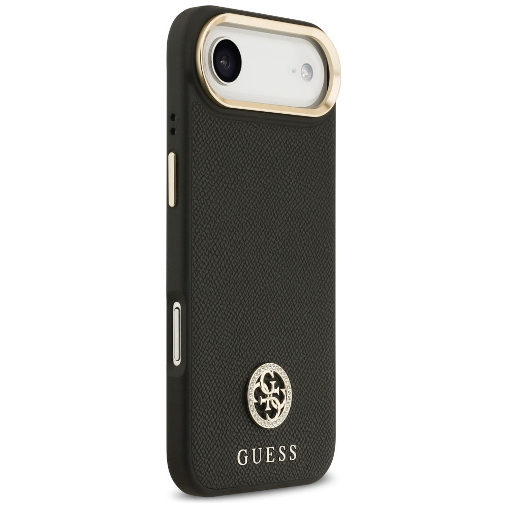 Coque MagSafe pour Apple iPhone 17 Air, Guess, Logo Strass Grainé, Noire